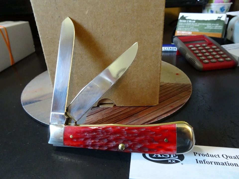 CASE XX CA-31950 POCKET KNIFE "TRAPPER" 4.125" CL DARK RED BONE HAN. 2-CS BLADE - Image 4 of 4