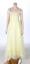 Lorrie Deb Vintage 60s 70s Yellow Boho Bridesmaid Formal Dress size 9/10