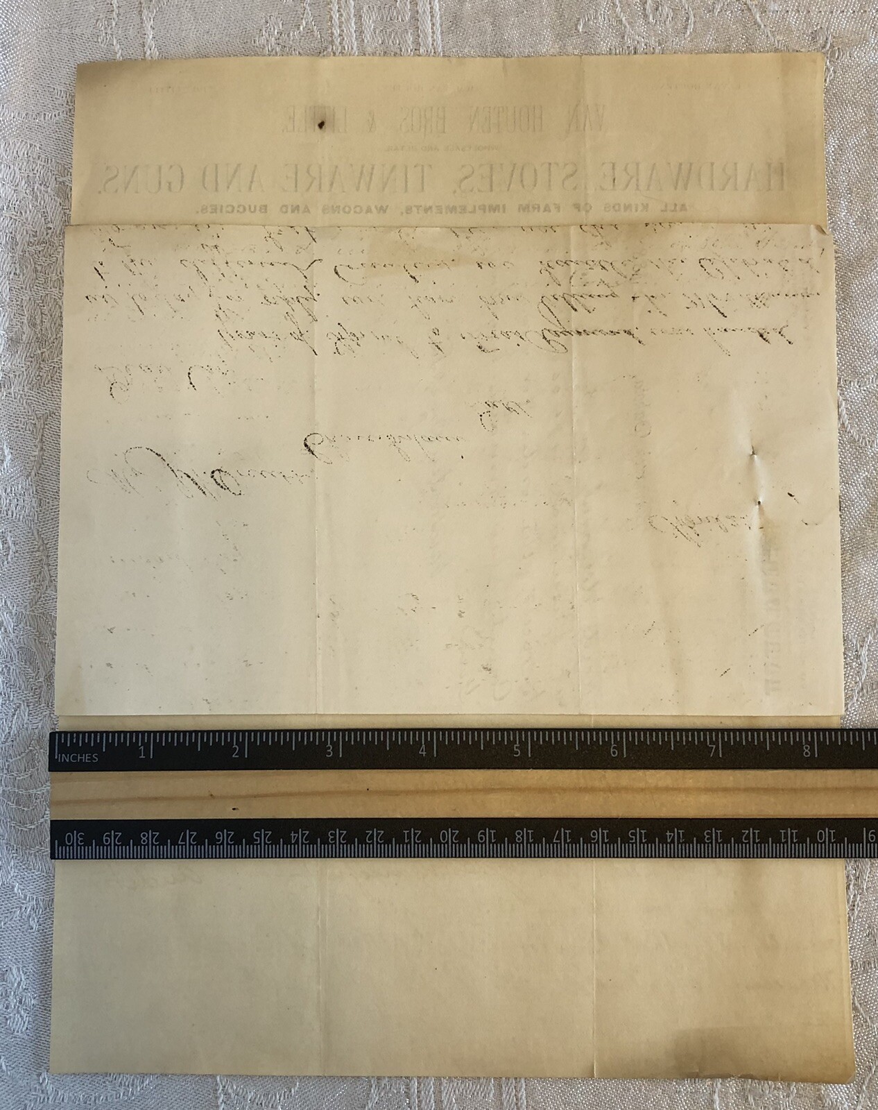 1887 Van Houten Bros Hardware Tinware Guns Letterhead Ephemera Bismarck