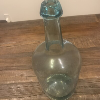#ad 1800’s Pretty Aqua Mold Blown Demijohn Bottle 16” Tall $59.00