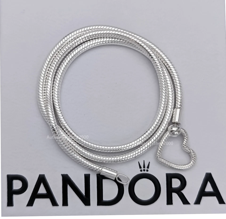 NUEVO 100% Auténtico PANDORA 925 Ale Cierre Corazón Serpiente Cadena Collar 393377C00 Foto 4 de 4