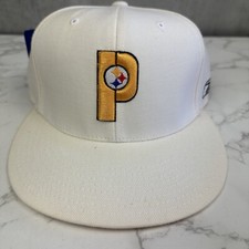 Deadstock Y2K Pittsburgh Steelers VTG Off White ON FIELD Fitted Hat Cap NOS Wool