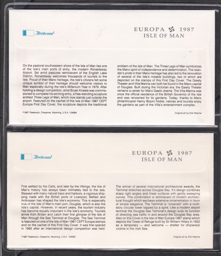 ISLE OF MAN 1987 2 FLEETWOOD FIRST DAY COVERS EUROPA ARCHITECTURE CACHET - Picture 2 of 2