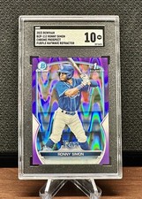 RONNY SIMON 2023 Bowman 1st Chrome Purple RayWave Refractor Rookie Card SGC 10