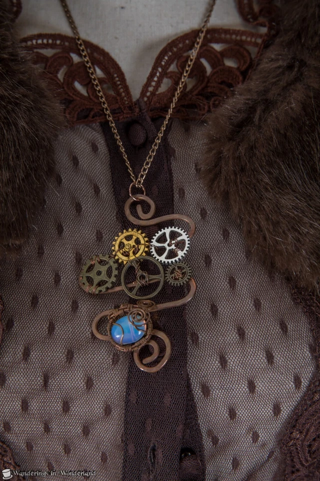 Costume steampunk gatto piccolo donna marrone festa halloween gotico - Immagine 4 di 4