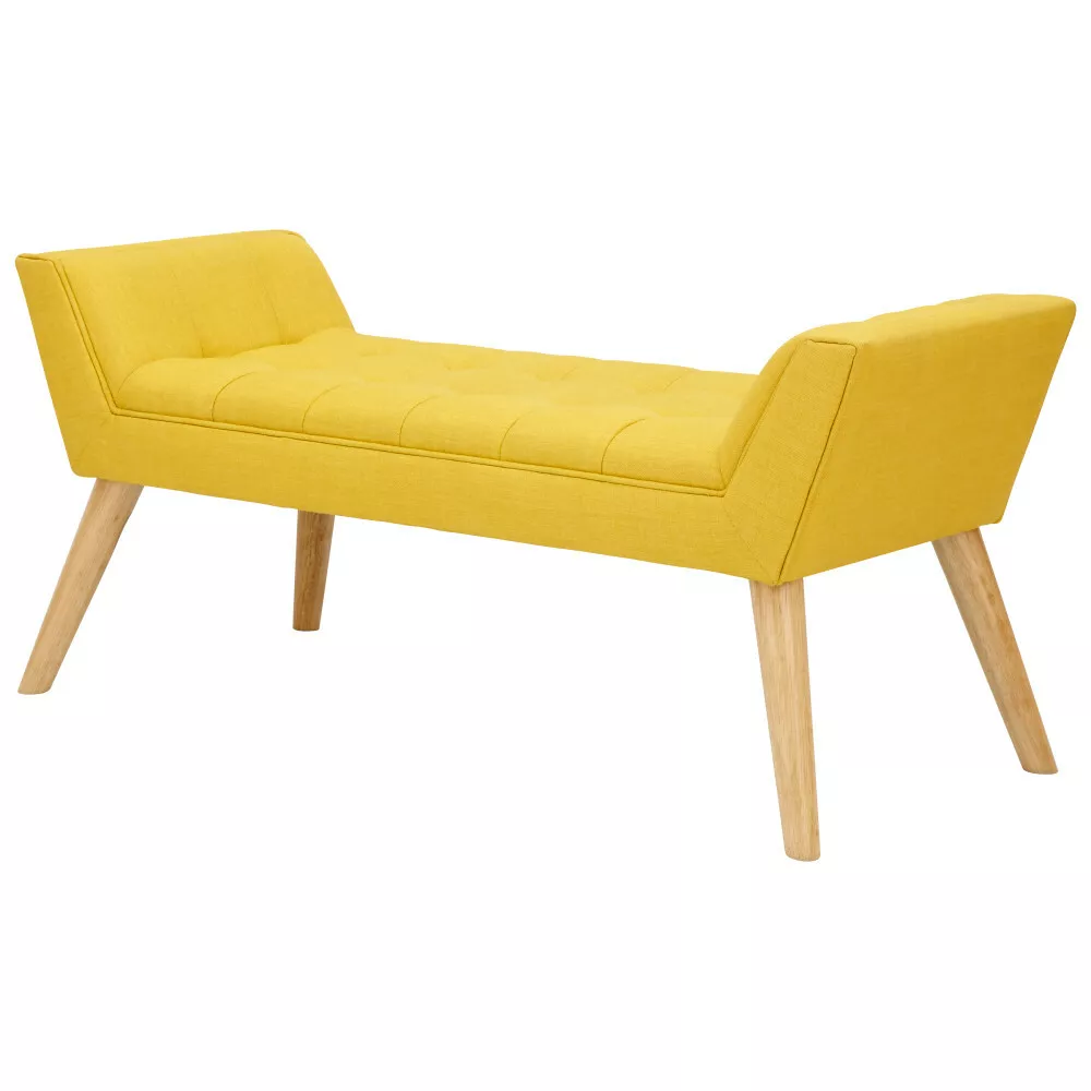 Milan Window Seat Bench Fabric Retro Styled Legs Mustard Yellow SD