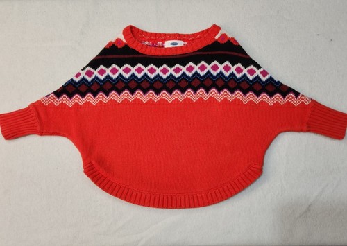 Old Navy Mädchen orange mit fuchsia Akzent 3T Pullover Poncho - Bild 1 von 8