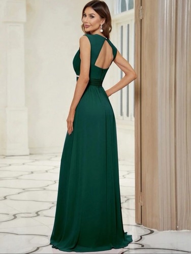 EVER-PRETTY Sweetheart Cut Out Back Chiffon Dress With Pearls Belt Formal Dresse - Picture 7 of 7