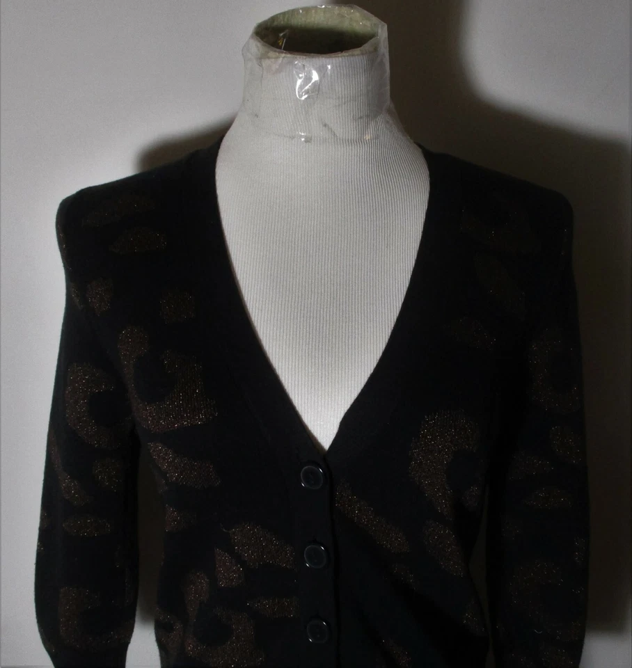 Cárdigan Suéter Metálico TAKE OUT Negro Marrón Metálico Talla S Foto 2 de 4