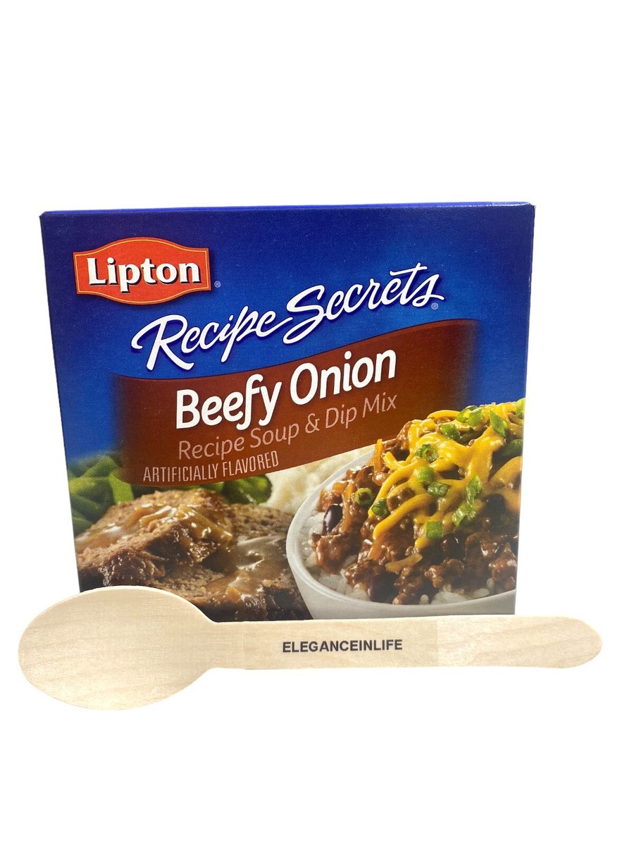 Lipton beefy onion 2.2 oz each with EleganceinLife wooden spoons