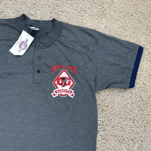 Vtg Columbus Clippers MiLB Jersey Mens L Gray Red Patch Logo Henley T Shirt NOS* - Picture 5 of 14