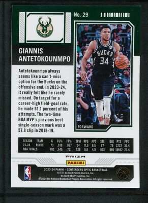 2023-24 GIANNIS ANTETOKOUNMPO 69/75 PANINI CONTENDERS OPTIC