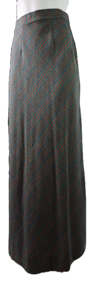 Falda larga recta de lana a cuadros azul rojo amarillo negra talla 2 de EE. UU. para mujer Foto 3 de 4