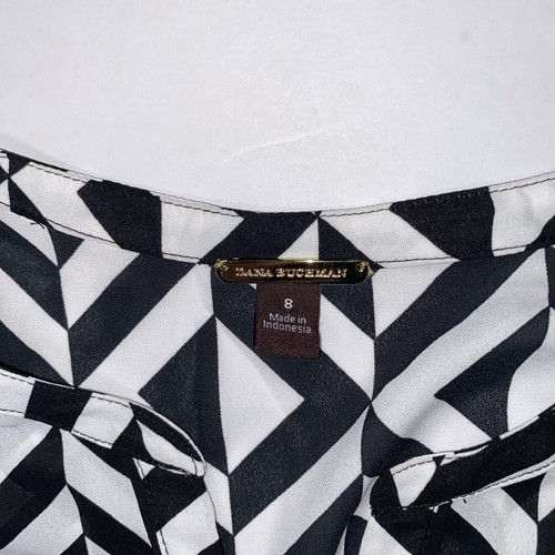 Dana Buchman Women's Geometric Black And White Print Button Up Blouse Sz 8 NWT - Picture 2 of 7