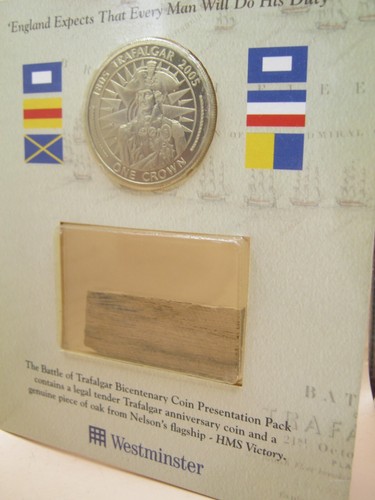 Bullion 2005 Bicentenial Crown & Piece Of Oak Wood From HMS Victory Nelsons Ship - Bild 2 von 5