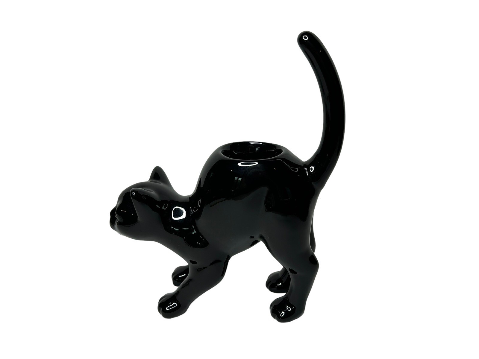 Partylite Black Cat Tealight Candle Holder Arched Halloween Kitty