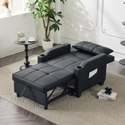 Pull Out 3-in-1 Convertible Sleeper Chair Sofa Bed w/ USB Ports for Living Room - Picture 16 of 17