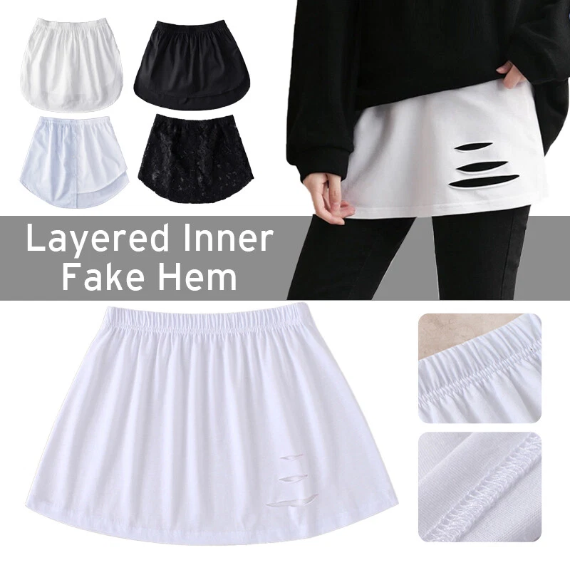 Black Lace Shirt Extender for Women Fake Top Lower Sweep Half Length Skirt  Adjustable Extender for Layering 