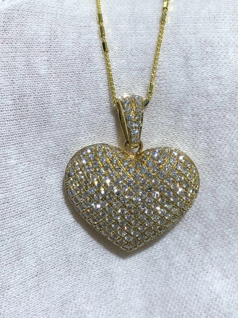 Puffed diamond shop heart necklace