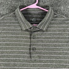 Champion Polo Shirt Mens XL Extra Large Gray Striped Short Sleeve Active Casual