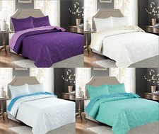 3PCS Ultrasonic Stitched Reversible Bedspread Coverlet Soft Oversize Queen King