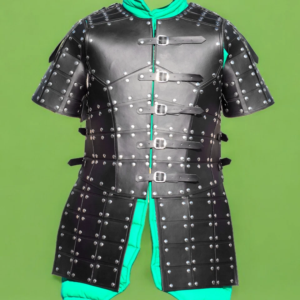 Traje Kinght Bringandine Hombre Disfraz Cuero Real Armadura Medieval Pechera Foto 2 de 4