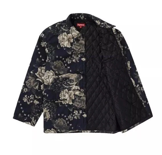 Veste paon L Supreme SS21 noir grand manteau coton motif complet homme SB