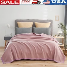 Reversible Fleece Blanket Queen Soft Polyester Cozy Indoor Outdoor Use