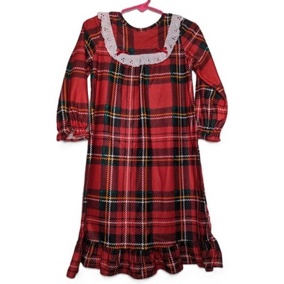 St Eve Girl's Flannel Pajama Nightgown Red Plaid Size 2T Toddler