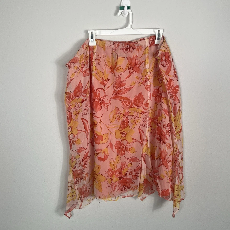Vintage Y2K Midi 100% Silk Skirt Size 22W Fairy Boho Ethereal Floral Whimsical - Image 4 of 4
