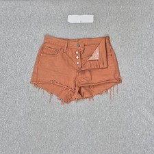 Levi's 501 Women Shorts W28 Orange High Rise Cutoff Button Fly