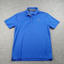 Under Armour Polo Shirt Mens Medium Blue HeatGear Golf Loose Fit Performance
