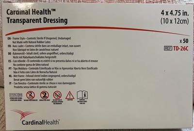 Cardinal Transparent Dressing 4  x 4-3/4 Box Of 50 (Alternative to Tegaderm)