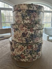 3 LARGE VINTAGE NESTING HAT STORAGE BOXES COATED DURABLE FINISH 15" 14" 12"