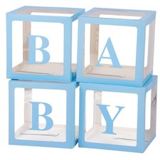 Baby Boxes with Letters Transparent Decorations for Gender Reveal, Birthday