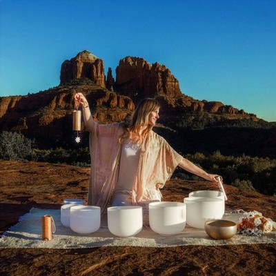 On Sale CVNC 432Hz 6-12'' 7pcs Crystal Singing Bowl Chakra Set  Sound Heal Bags