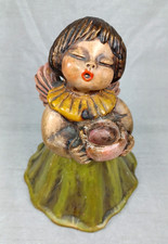 Thun Bolzano Angelo Cantante Statuina Ceramica Italia Oro Verde 5,5" Vintage Natale