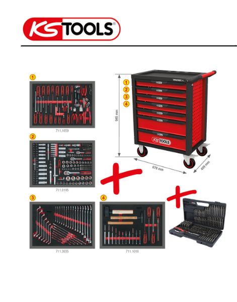 KS Tools Racingline Schwarz/Rot Werkstattwagen Mit 7 Schubladen Und 515 Premium--image
