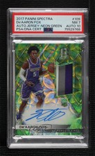2017 Spectra Rookie Jersey Neon Green Prizm 34/49 De'Aaron Fox PSA 7 Auto 16m4