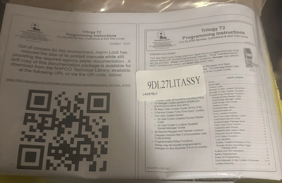 Bloqueio de alarme DL2700IC/26D Trilogy 26D preparação SFIC com cilindro e chaves novo na caixa - Imagem 4 de 4