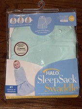 NEW Halo SleepSack Swaddle Mint Modern Stars Fleece Size NB 0-3 months
