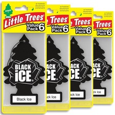 Little Trees Car Air Freshener Black Ice Hanging Tree 24 Pack