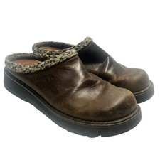 Simple Shoes Clogs Brown Womens 6.5 Leather Braided Trim Platform 90s Vintage