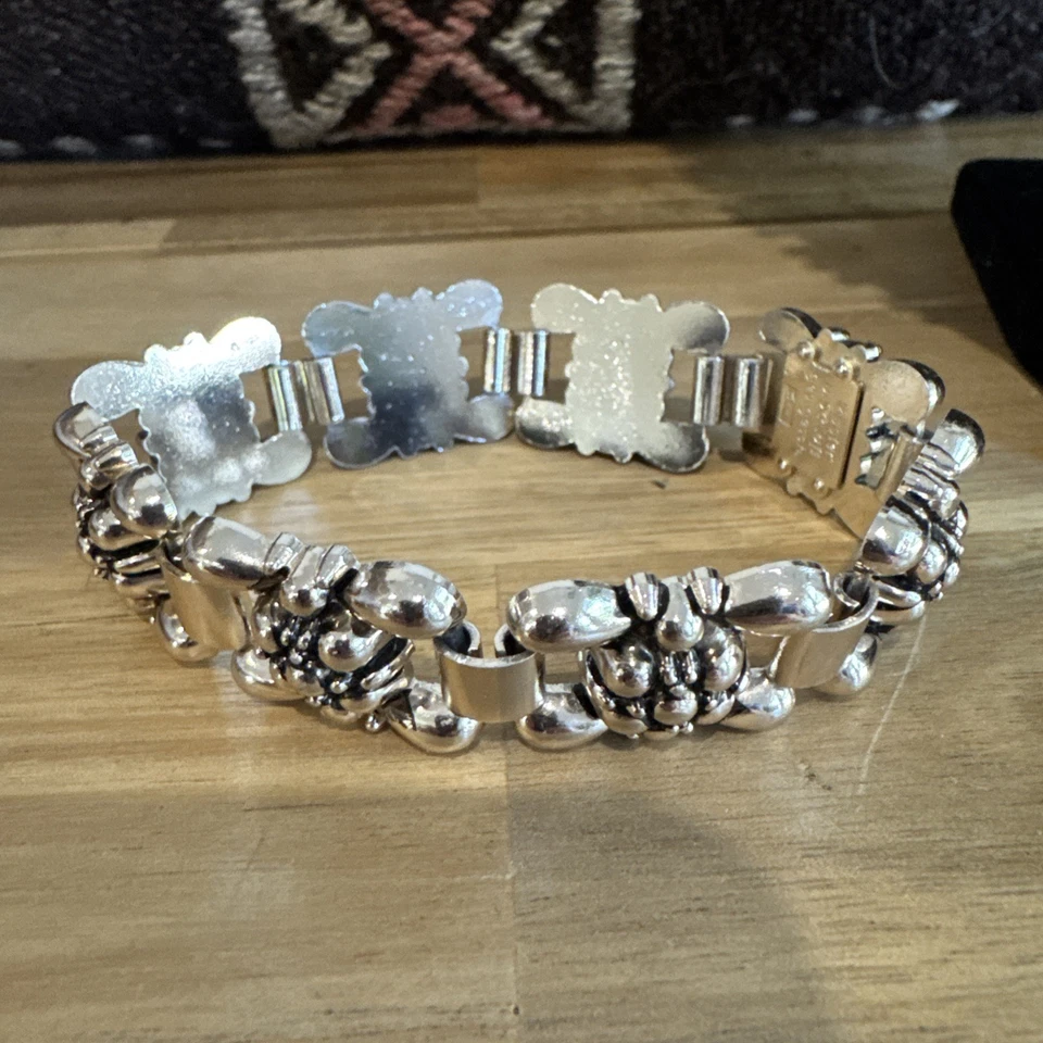 Joyería de aluminio vintage patrón U Schloss - Pulsera collar + clip en pendientes Foto 4 de 4