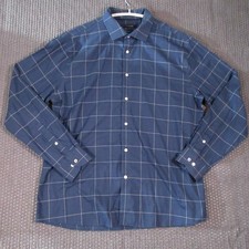 Tommy Hilfiger Shirt Mens Extra Large Blue Check Supima Cotton Slim Fit Stretch