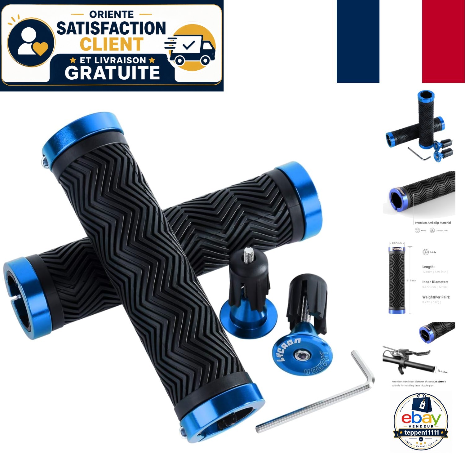 Poignées de vélo LYCAON anti-douleur et fatigue des mains pour cyclisme de route