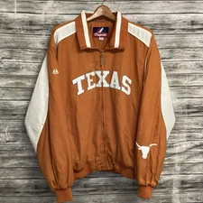 Vintage UT Texas Longhorns Jacket Mens XL Burnt Orange Majestic Embroidered NCAA
