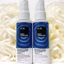IGK Body Language Rice Water Plumping & Thickening Mist 2 Oz 60 mL (Lot of 2)