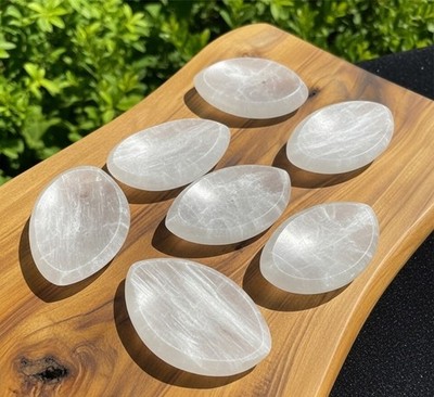 Selenite Small Oval Bowl   Natural White Crystal Dish from morocco