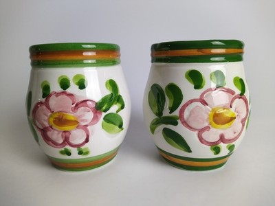 Claudio Bernini 2x Vintage Keramik Tassen Becher handbemalt Italien Landhaus